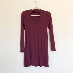 Express Burgundy Dress with Neck Keyhole